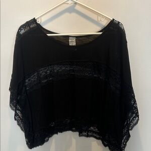 Free People Black Lace Detail Top